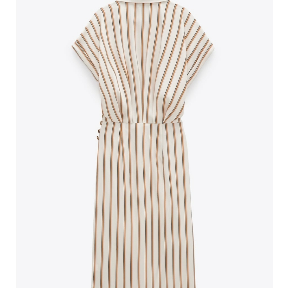 Zara Striped Draped Dress - Picture 2 of 5